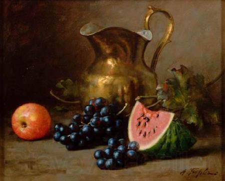 Alfred Hirv Natuurmort kannu ja viinamarjadega Norge oil painting art